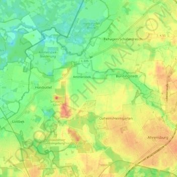 22949の地形図、標高、地勢