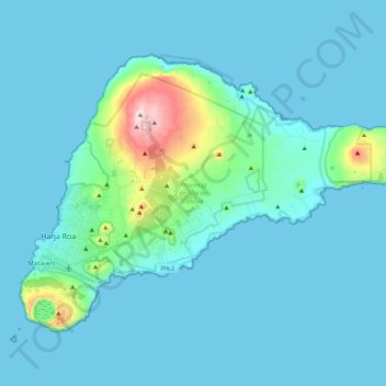 イースター島の地形図、標高、地勢
