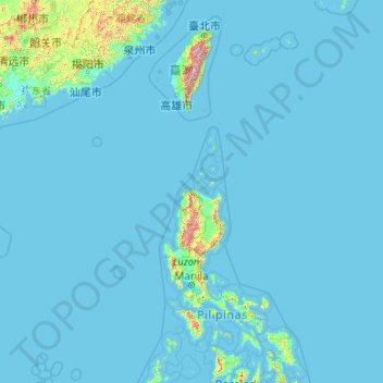 台湾の地形図、標高、地勢