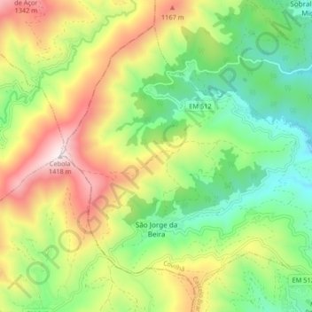 São Jorge da Beiraの地形図、標高、地勢