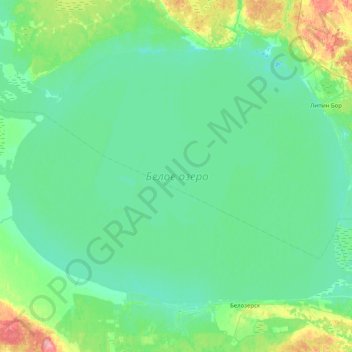 ベロエ湖の地形図、標高、地勢