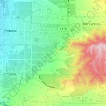Mentoneの地形図、標高、地勢