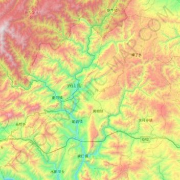 興山県の地形図、標高、地勢