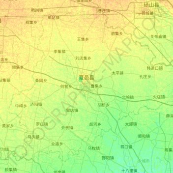 夏邑县の地形図、標高、地勢