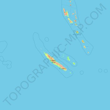 ニューカレドニアの地形図、標高、地勢