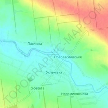 Uspenivkaの地形図、標高、地勢