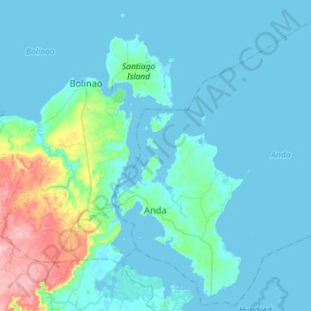 Andaの地形図、標高、地勢