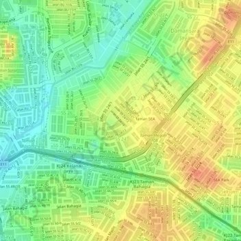 SS 24の地形図、標高、地勢