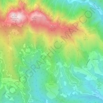 Vendoneの地形図、標高、地勢