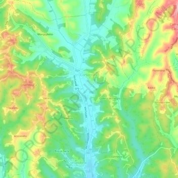 Cortazzoneの地形図、標高、地勢