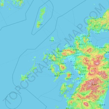 長崎県の地形図、標高、地勢