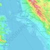 オークランドの地形図、標高、地勢