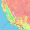 カリフォルニア州の地形図、標高、地勢