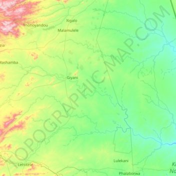 Greater Giyani Local Municipalityの地形図、標高、地勢