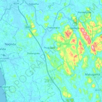 Dodangoda DS Divisionの地形図、標高、地勢