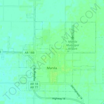 Manilaの地形図、標高、地勢