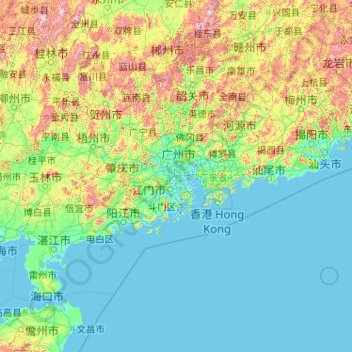 广东省の地形図、標高、地勢