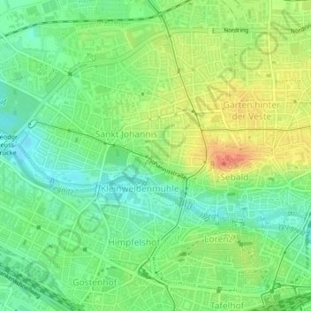 St. Johannisの地形図、標高、地勢