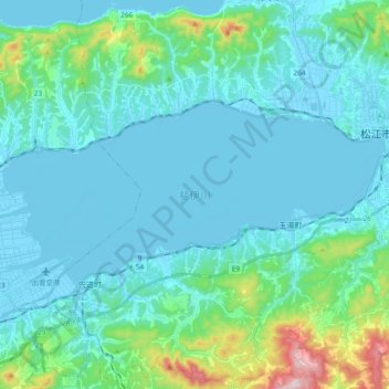 宍道湖の地形図、標高、地勢