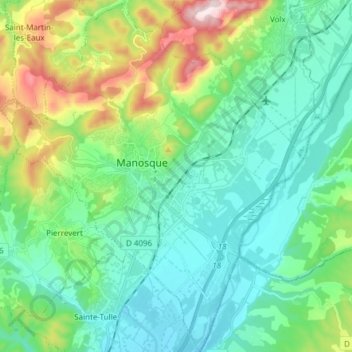 04100の地形図、標高、地勢