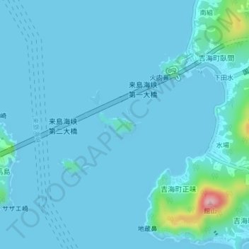 武志島の地形図、標高、地勢