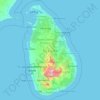 スリランカの地形図、標高、地勢