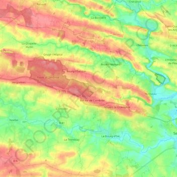49520の地形図、標高、地勢
