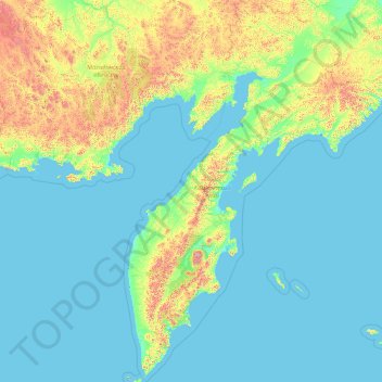 カムチャツカ地方の地形図、標高、地勢