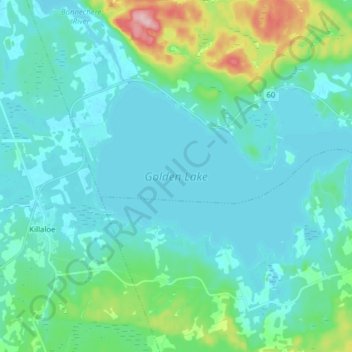 Golden Lakeの地形図、標高、地勢