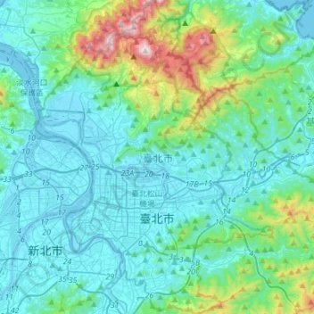 台北市の地形図、標高、地勢