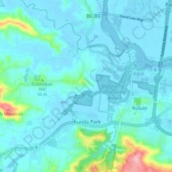 Diddillibahの地形図、標高、地勢
