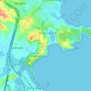 Shell Coveの地形図 標高 地勢