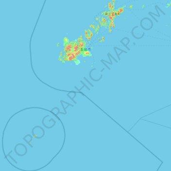 五島市の地形図、標高、地勢