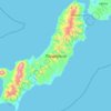 幌筵島の地形図、標高、地勢