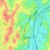 矢部町の地形図、標高、地勢