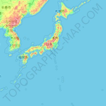 日本の地形図、標高、地勢