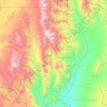 Municipio de Cachiの地形図、標高、地勢