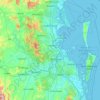 Greater Brisbaneの地形図、標高、地勢