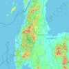 スラートターニー県の地形図、標高、地勢
