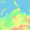 シベリア連邦管区の地形図、標高、地勢