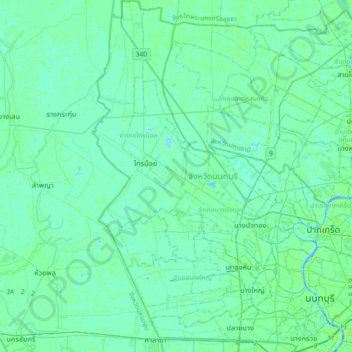 ノンタブリー県の地形図、標高、地勢