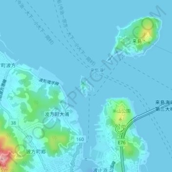 来島の地形図、標高、地勢
