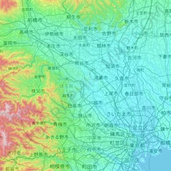 埼玉県の地形図、標高、地勢