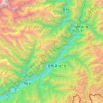 德兴乡の地形図、標高、地勢