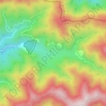 奥三川湖の地形図、標高、地勢