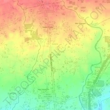 Baleteの地形図、標高、地勢