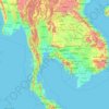 タイ王国の地形図、標高、地勢