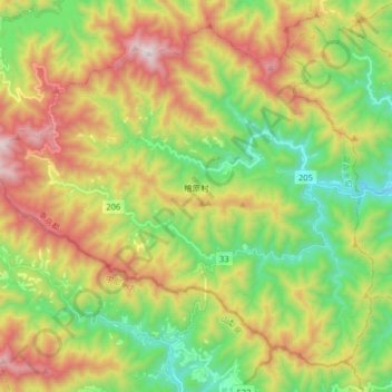 檜原村の地形図、標高、地勢