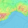 リグーリア州の地形図、標高、地勢