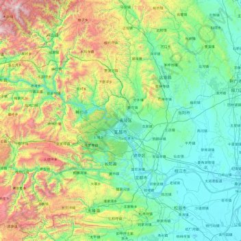 宜昌市の地形図、標高、地勢